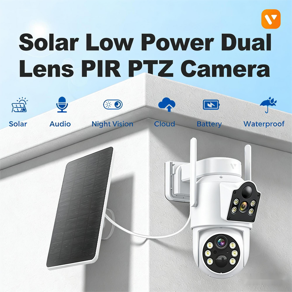 Dual Lens PTZ Security Camera | AI WiFi Outdoor Camera with Dual View & Color Night Vision
