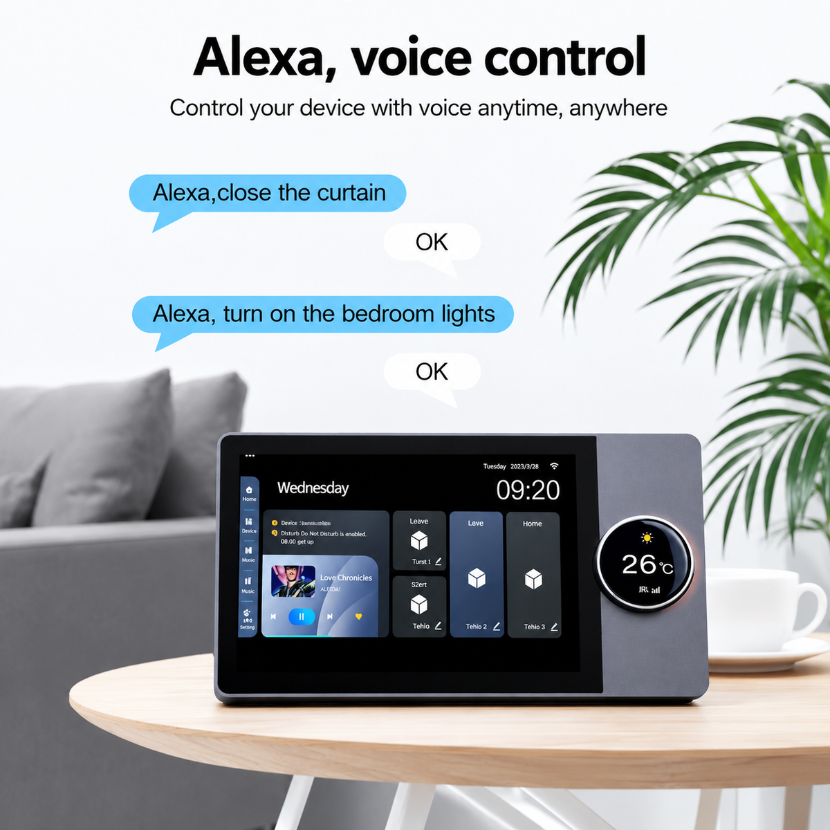 8-Inch Smart Home Control Panel with Wired Background Music | Android AI Home Automation Hub
