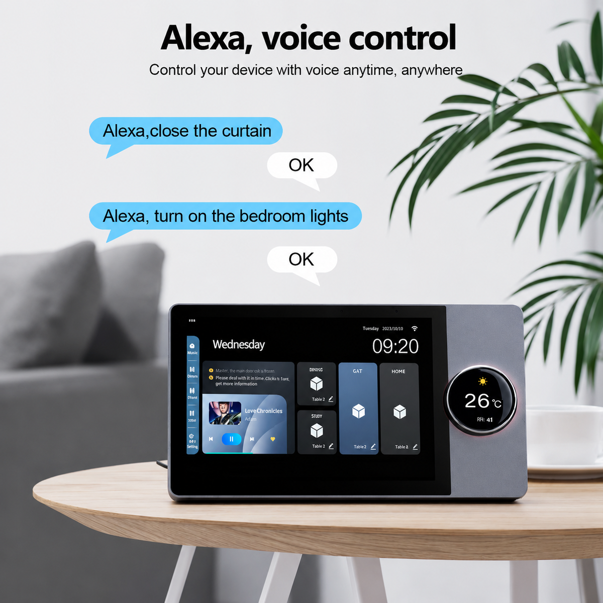 8-Inch Smart Home Control Panel with Wired Background Music | Android AI Home Automation Hub
