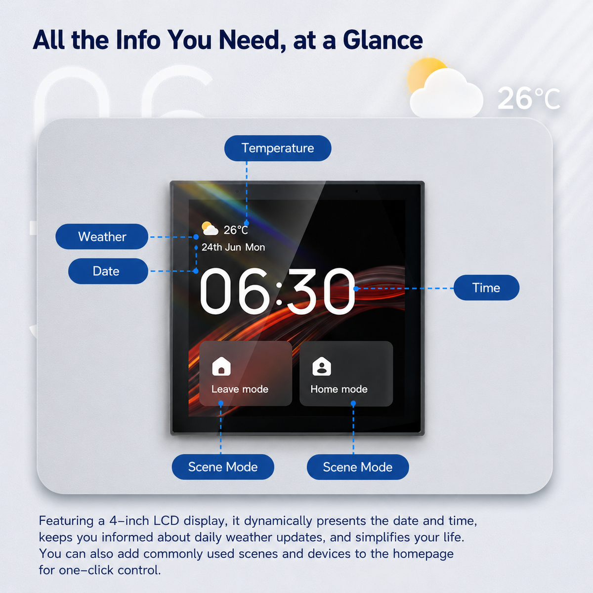 4-Inch Smart Home Control Panel with AI Speaker | Home Automation Hub