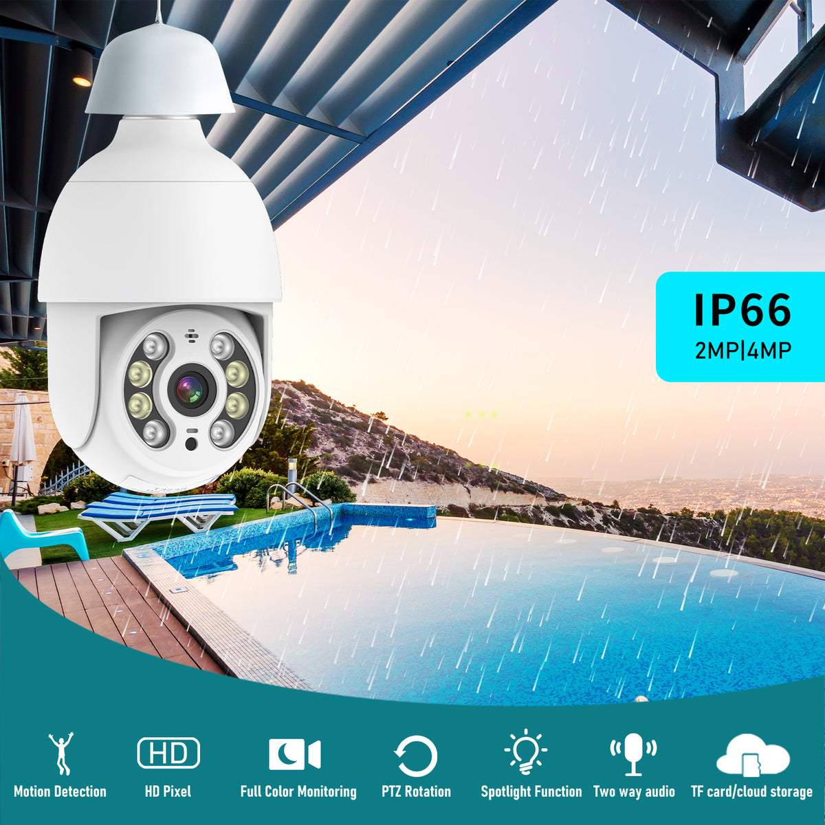Dual-Light PTZ Security Camera | AI WiFi Outdoor Camera with Color Night Vision